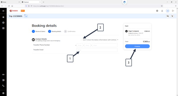 Scherm booking details